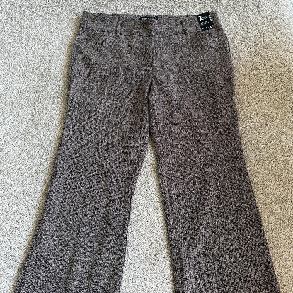 New York & Company Dress Pants Womens 14 Brown Tweed Bootcut Stretch 7th Avenue
